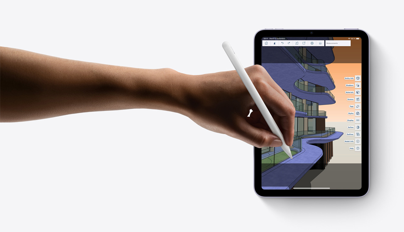 Utilisation de l’Apple Pencil dans l’app SketchUp sur iPad mini